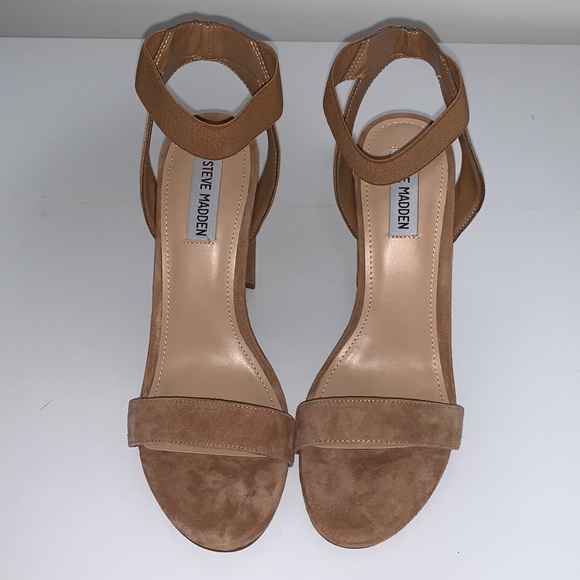 BNWOB Steve Madden Celebrate Suede Elastic Strap Sandals 9.5 Taupe/Blush - Picture 6 of 9